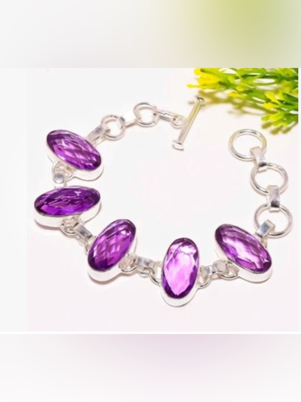 NEW Crystal Goddess Amethyst Style Silver Bracelet